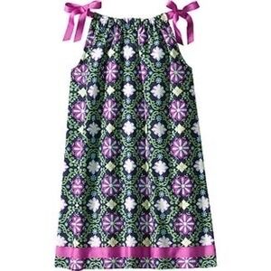HANNA ANDERSSON Girl's Floral Pillowcase Dress Sze 5 Sleeveless Shift Ribbon Tie